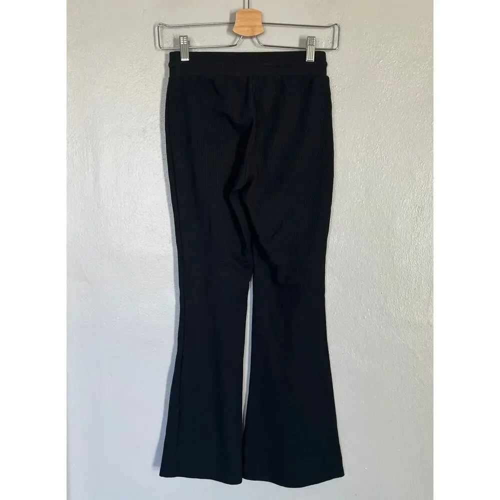 Aritzia Sunday Best Baby Waffle Knit Kick Flare Lounge Pant Black Women's Sz XS